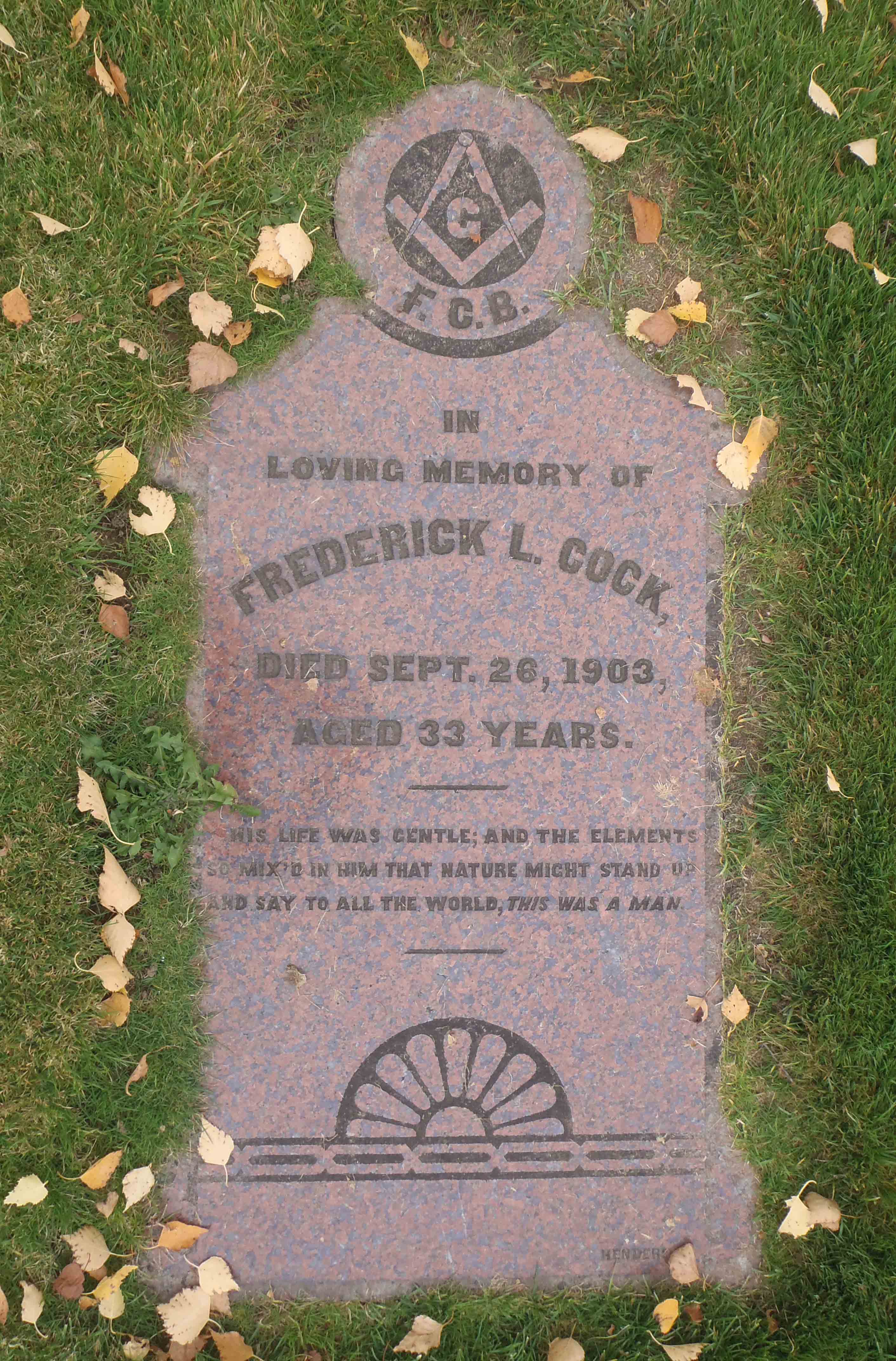 Frederick Cock gravestone